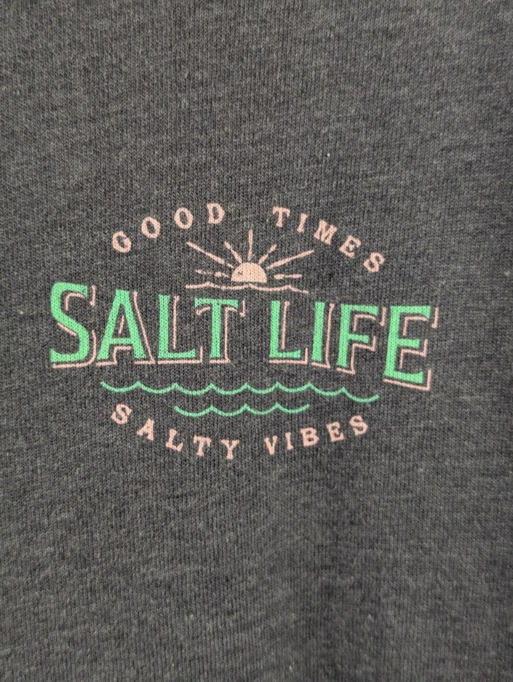Salt Life Good Times Salty Vibes Graphic Hoodie Grey Pullover Adult XL - Picture 2 of 10